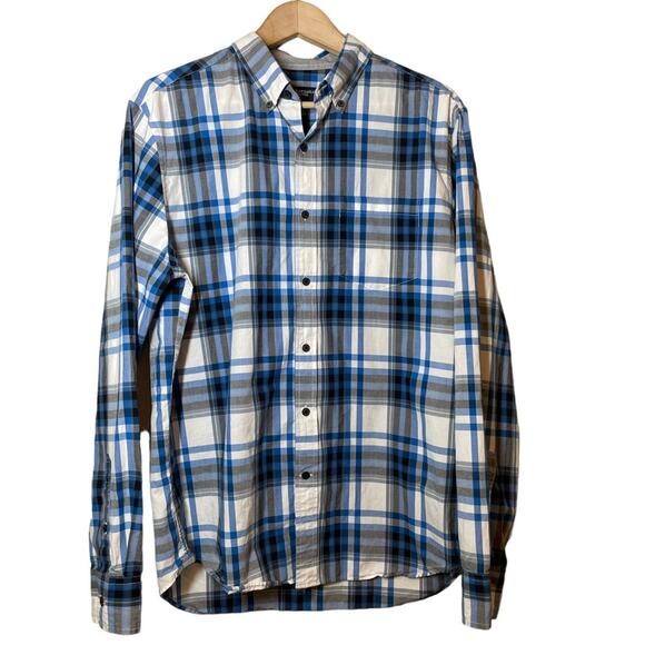 American Eagle Outfitters Other - American Eagle Mens Long Sleeve Button Down Shirt Blue Plaid Prep Fit Large